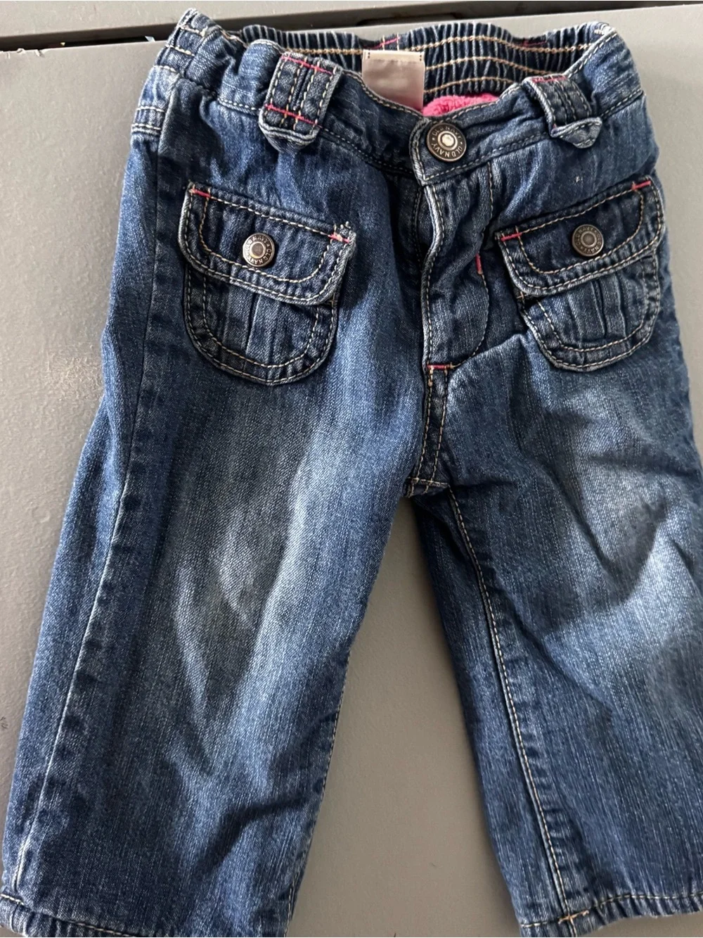 Old Navy Blue Denim Baby Jeans with Pink Lining